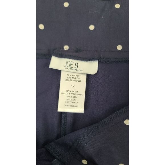 Joe B 3X Pull On Capri Pants Blue Cream Polka Dot Criss Cross Open Ankle Stretch - Picture 9 of 9